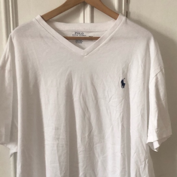Polo Ralph Lauren White Men'sV Neck Tee  Shirt XXL - Picture 4 of 8
